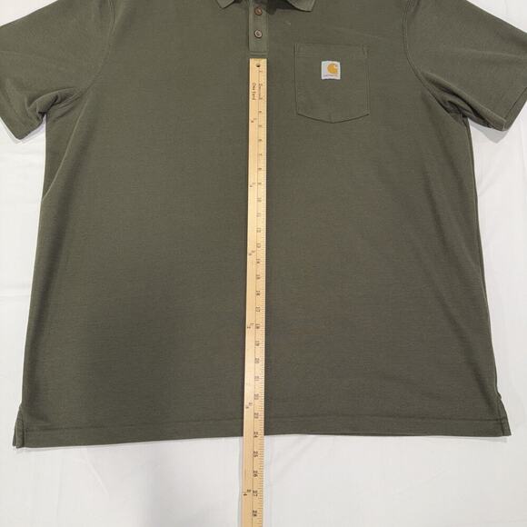 Carhartt Polo Shirt Mens XL Green Loose Fit Pocket Workwear Outdoor Classic - Picture 3 of 9